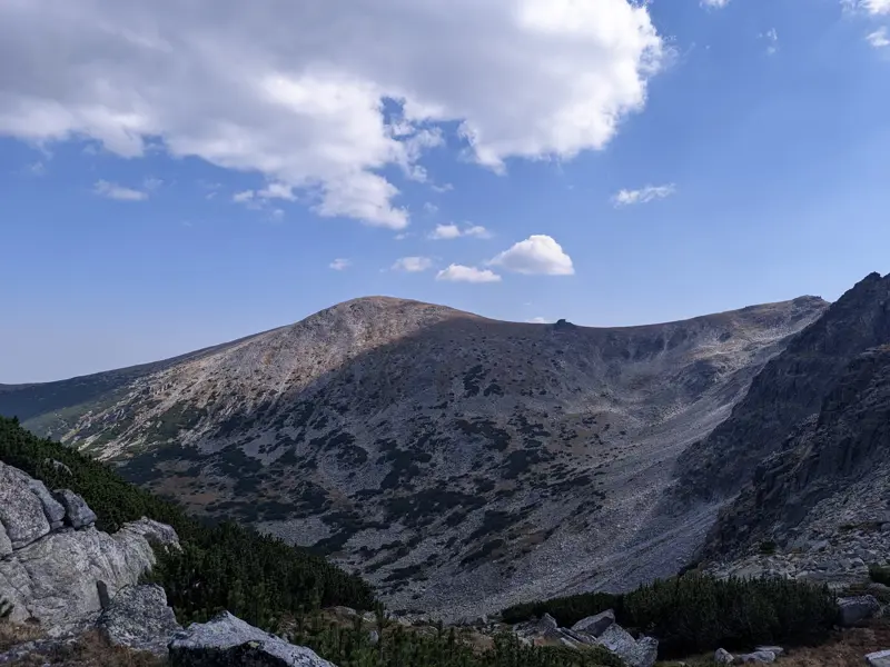 Deno Peak and the Sphinx, viewed from the summer trail to Mount Musala from Musala Hut
